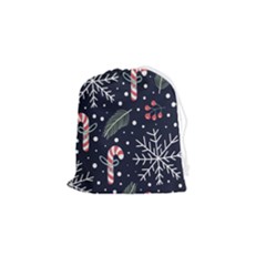 Holiday Seamless Pattern With Christmas Candies Snoflakes Fir Branches Berries Drawstring Pouch (small) by Semog4