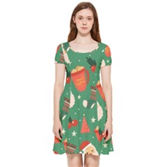 Colorful Funny Christmas Pattern Inside Out Cap Sleeve Dress by Semog4