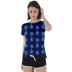 Flower Vase Pattern Short Sleeve Open Back Tee by Ravend