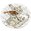 Cat Playing The Violin Art Wooden Puzzle Round View2