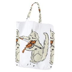Cat Playing The Violin Art Giant Grocery Tote by oldshool