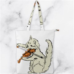 Cat Playing The Violin Art Double Zip Up Tote Bag by oldshool