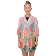 Background Geometric Triangle Half Sleeve Chiffon Kimono by Semog4