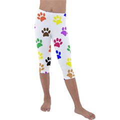 Pawprints-paw-prints-paw-animal Kids  Lightweight Velour Capri Leggings  by Semog4