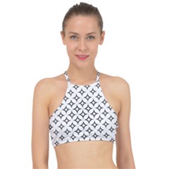 Star-curved-pattern-monochrome Racer Front Bikini Top by Semog4