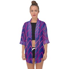 Geometric-background-abstract Open Front Chiffon Kimono by Semog4
