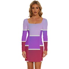 Pattern-banner-set-dot-abstract Long Sleeve Square Neck Bodycon Velvet Dress by Semog4
