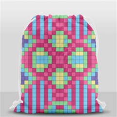 Checkerboard-squares-abstract---- Drawstring Bag (small) by Semog4