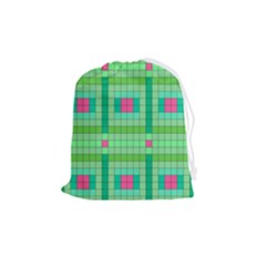 Checkerboard-squares-abstract-- Drawstring Pouch (medium) by Semog4
