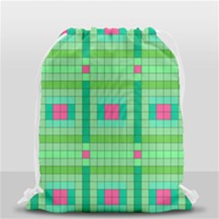 Checkerboard-squares-abstract-- Drawstring Bag (small) by Semog4