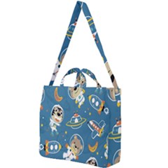 Seamless Pattern Funny Astronaut Outer Space Transportation Square Shoulder Tote Bag by Semog4