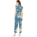 Seamless Pattern Funny Astronaut Outer Space Transportation Women s Frill Top Chiffon Jumpsuit View2