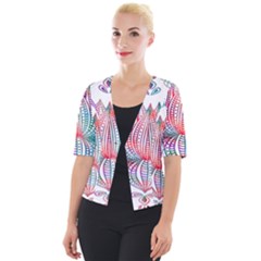 Lotus Feathers Boho Watercolor Cropped Button Cardigan by Salman4z