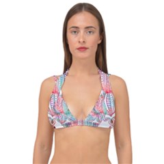 Lotus Feathers Boho Watercolor Double Strap Halter Bikini Top by Salman4z