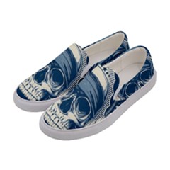 Skull Drawing Women s Canvas Slip Ons by Salman4z