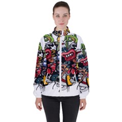 Mural Graffiti Paint Women s High Neck Windbreaker by Salman4z