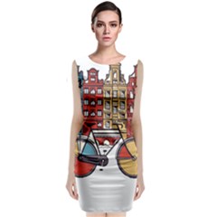Amsterdam Graphic Design Poster Illustration Sleeveless Velvet Midi Dress by Salman4z