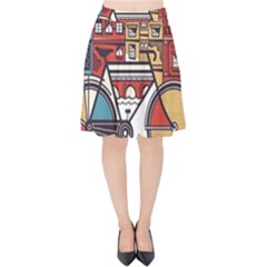 Amsterdam Graphic Design Poster Illustration Velvet High Waist Skirt by Salman4z