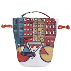 Amsterdam Graphic Design Poster Illustration Drawstring Bucket Bag by Salman4z