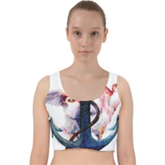 Anchor Watercolor Painting Tattoo Art Anchors And Birds Velvet Racer Back Crop Top by Salman4z