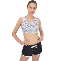White Printer Paper With Text Overlay Humor Dark Humor Infographics V-back Sports Bra by Salman4z