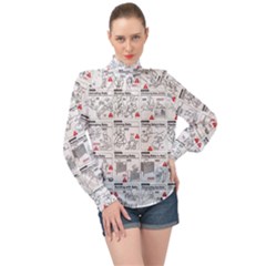 White Printer Paper With Text Overlay Humor Dark Humor Infographics High Neck Long Sleeve Chiffon Top by Salman4z