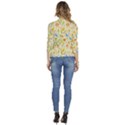 Nature Doodle Art Trees Birds Owl Children Pattern Multi Colored Women s 3/4 Sleeve Ruffle Edge Open Front Jacket View4