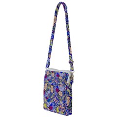 Blue Yellow Background Pattern Vector Texture Paisley Multi Function Travel Bag by Salman4z