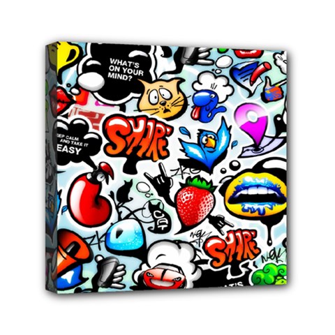 Graffiti Art Cartoon Comic Mini Canvas 6  X 6  (stretched) by Salman4z