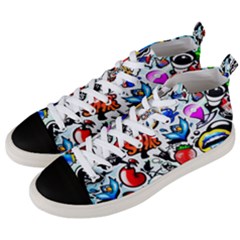 Graffiti Art Cartoon Comic Men s Mid-top Canvas Sneakers by Salman4z