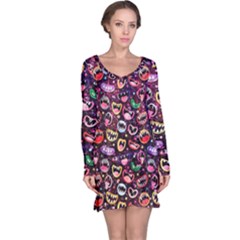 Funny Monster Mouths Long Sleeve Nightdress by Salman4z