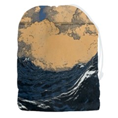 Waves Aesthetic Ocean Retro Sea Vintage Drawstring Pouch (3xl) by Salman4z
