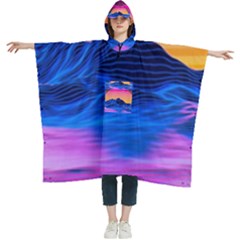 Sun Ultra Artistic 3d Illustration Sunset Women s Hooded Rain Ponchos by Salman4z