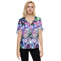Rick And Morty Time Travel Ultra Bow Sleeve Button Up Top by Salman4z