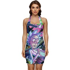 Rick And Morty Time Travel Ultra Sleeveless Wide Square Neckline Ruched Bodycon Dress by Salman4z