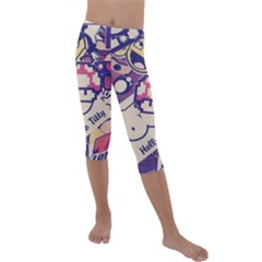 Retro Cartoon Hello Titty Parody Kids  Lightweight Velour Capri Leggings  by Salman4z