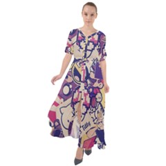 Retro Cartoon Hello Titty Parody Waist Tie Boho Maxi Dress by Salman4z