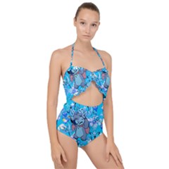 Blue Stitch Aesthetic Scallop Top Cut Out Swimsuit by Salman4z