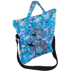 Blue Stitch Aesthetic Fold Over Handle Tote Bag by Salman4z
