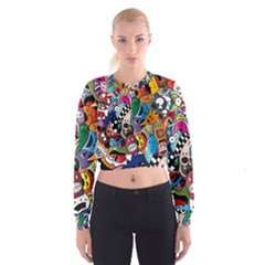 Cartoon Explosion Cartoon Characters Funny Cropped Sweatshirt by Salman4z