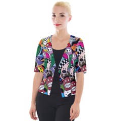 Cartoon Explosion Cartoon Characters Funny Cropped Button Cardigan by Salman4z