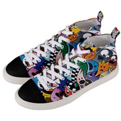 Cartoon Explosion Cartoon Characters Funny Men s Mid-top Canvas Sneakers by Salman4z