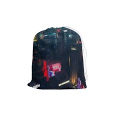 Cityscape Digital Art Drawstring Pouch (medium) by Salman4z