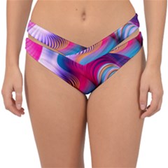 Colorful 3d Waves Creative Wave Waves Wavy Background Texture Double Strap Halter Bikini Bottoms by Salman4z