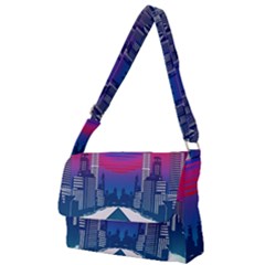 Retro Cityscape Artist Artwork Digital Art Full Print Messenger Bag (s) by Salman4z