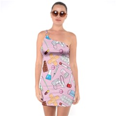 Medical One Shoulder Ring Trim Bodycon Dress by SychEva