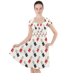 Nail Manicure Cap Sleeve Midi Dress by SychEva
