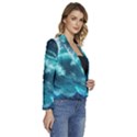 Thunderstorm Tsunami Tidal Wave Ocean Waves Sea Women s Long Sleeve Revers Collar Cropped Jacket View3