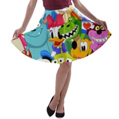 Illustration Cartoon Character Animal Cute A-line Skater Skirt by Sudheng