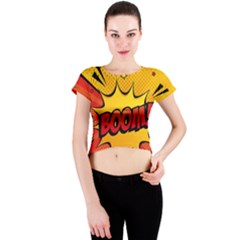 Explosion Boom Pop Art Style Crew Neck Crop Top by Sudheng